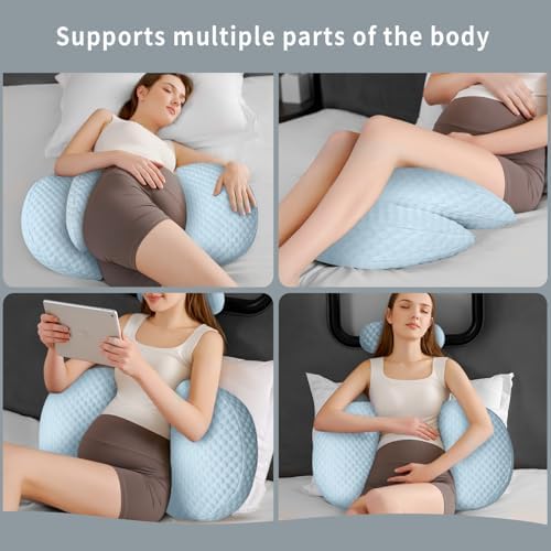 Cooling Pregnancy Pillow with Memory Foam and Adjustable Support