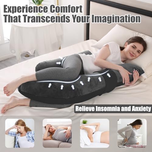 Anfrandce Pregnancy Pillow with Adjustable Support Grey