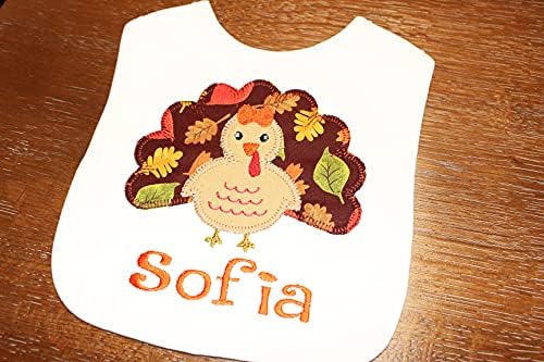 Thanksgiving Baby Girl Bib with Custom Name