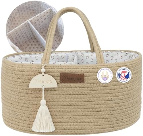 Yunioo Diaper Caddy Organizer Cream