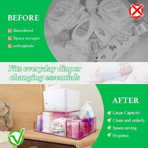 Nanyezh Acrylic Diaper Caddy with 4 Compartments Red 1