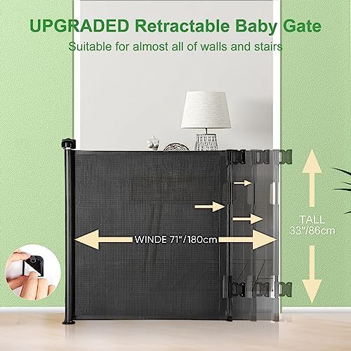 MYPIN Retractable Baby Gate 33 Tall 71 Wide Black