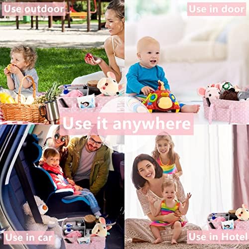 QiANBiRD Pink Diaper Caddy Organizer for Baby Girl