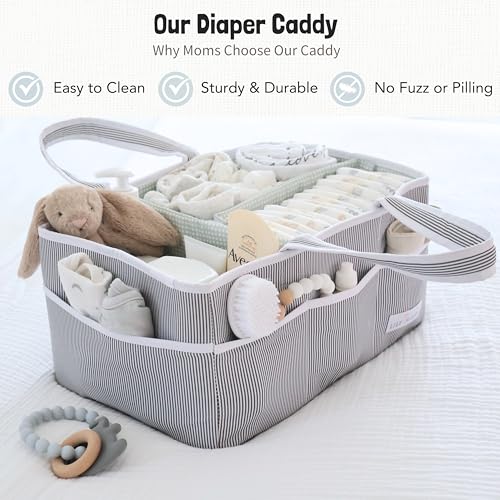 Lily Miles Large Diaper Caddy Organizer Mint Green Sand Felt