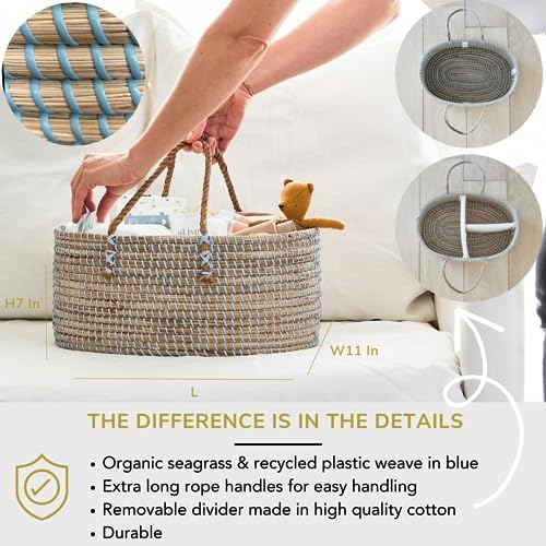 BEBE BASK Premium Light Blue Diaper Caddy Organizer