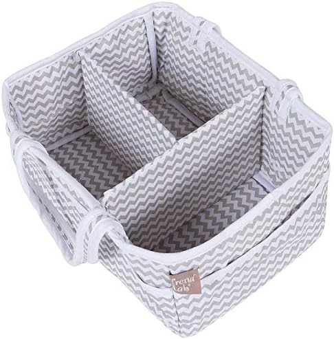 Dove Gray Chevron Storage Caddy Organizer - 12x6x8 inches