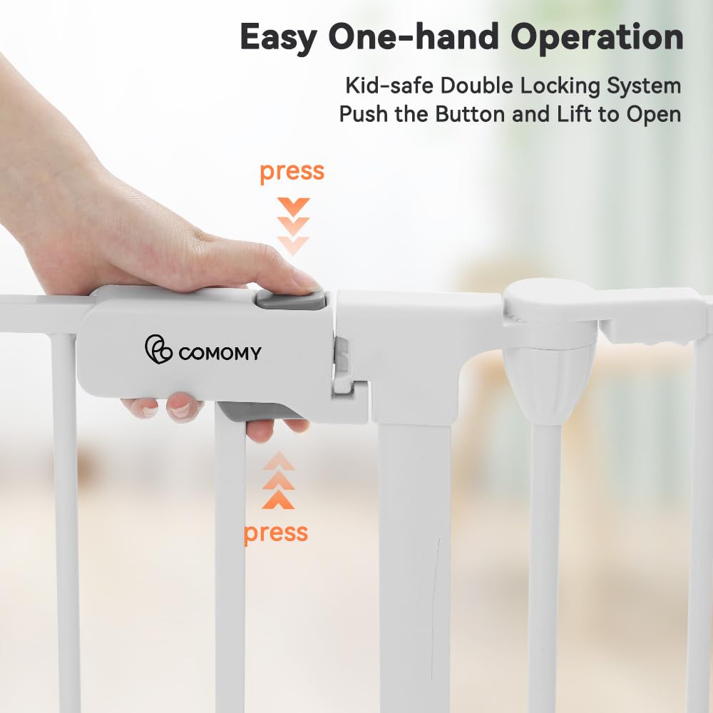 COMOMY 150 Wide Baby Gate with Door and Auto Close