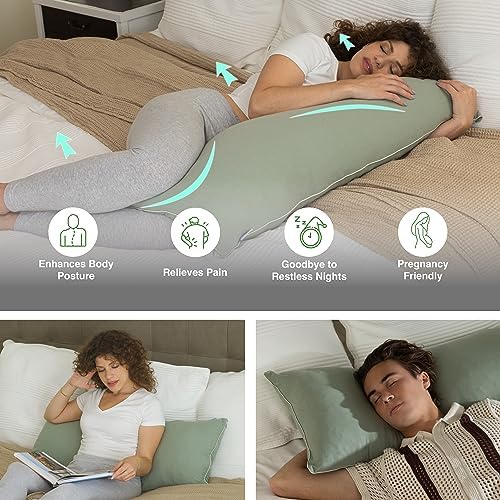Pharmedoc Bear Hug Body Pillow with Memory Foam and Sage