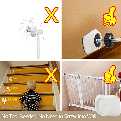 Vmaisi 4 Pack Wall Cup Protector - Pressure Mount Baby Gate Stabilizer White