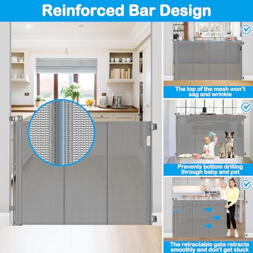 42 Inch Extra Tall Retractable Baby and Pet Gate