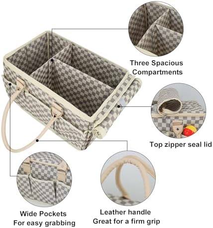 EZLuxeHome Luxury Baby Diaper Caddy Organizer with Lid