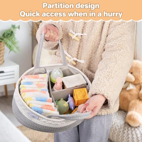 PHILORN Woven Diaper Caddy with Dividers