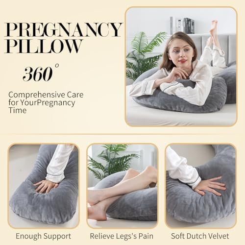 WhatsBedding J-Shaped Pregnancy Pillow for Full Body Support