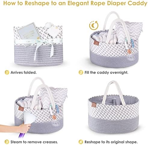 Unisex Diaper Caddy Organizer with Wet Dry Bag and Greeting Card