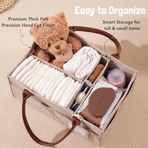 Lily Miles Large Diaper Caddy Organizer Mint Green Sand Felt