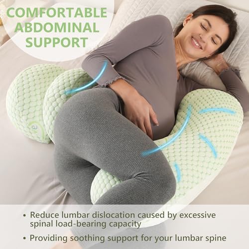 WQU Pregnancy Pillow with Adjustable Air Mesh Cover