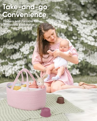 Maliton Baby Diaper Caddy Organizer with Cotton Rope Basket 1