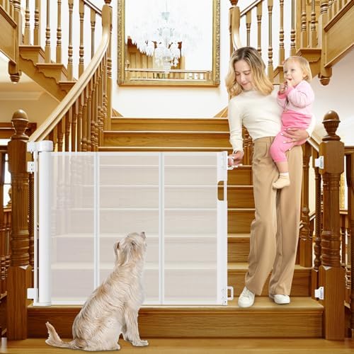 Reinforced Retractable Baby Gate for Stairs 55 Inch