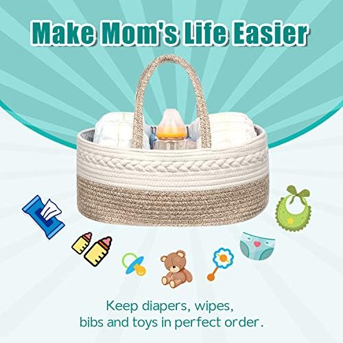 Maxgoods Baby Diaper Caddy Organizer - Cotton with Dividers and Pockets