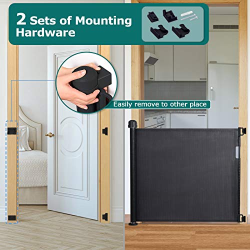 YOOFOR Retractable Baby Gate 33 Tall 55 Wide Black