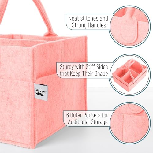 Mr Pen Baby Diaper Caddy Organizer 2 Pack Pink