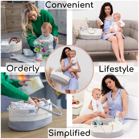 Extra Large Baby Diaper Caddy - Portable Cotton Nursery Basket