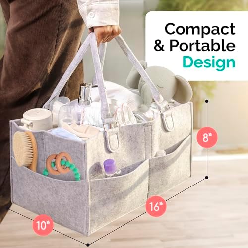 Babynma Felt Diaper Caddy - Extra Large Storage for Baby Toddler Supplies
