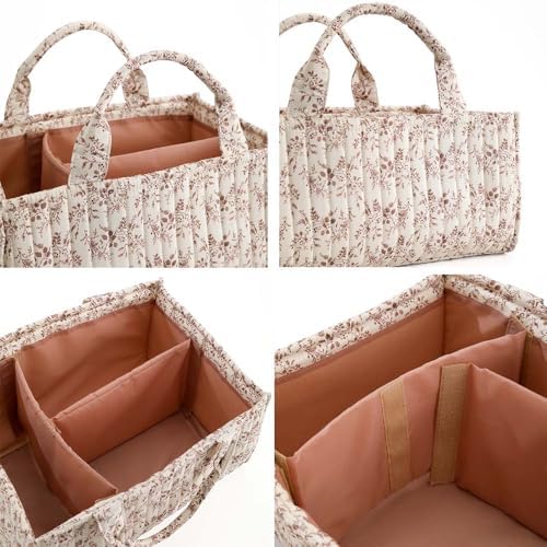 MOMIGO Floral Baby Diaper Caddy Organizer - Orange