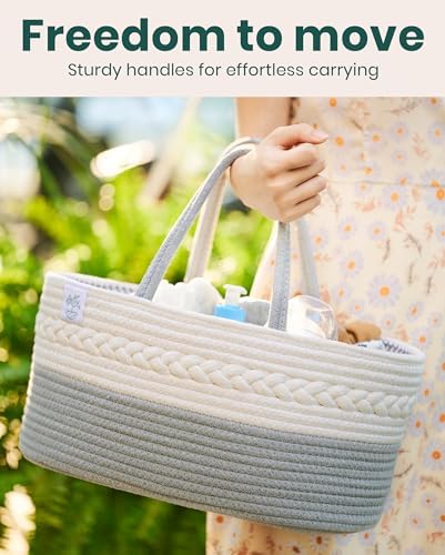 PILPOC Grey Diaper Caddy Organizer for Baby Boy or Girl