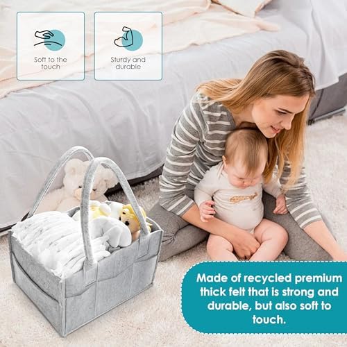 Cute Castle 2 Pack Diaper Caddy Organizer - Portable Grey Large