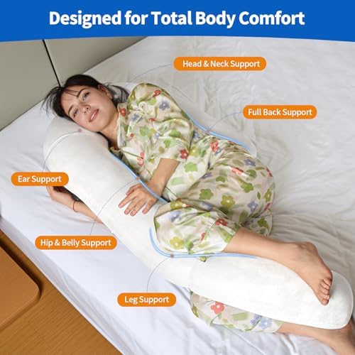 Pozico Pregnancy Pillow with Ear Piercing U-Shaped 51 Inch