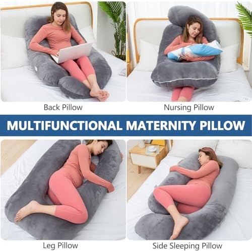 AS AWESLING Shredded Memory Foam U-Shaped Body Pillow with Velvet Cover