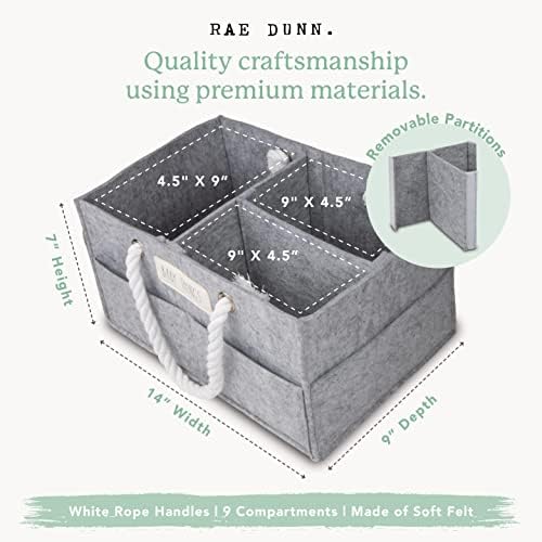 Rae Dunn Diaper Caddy Organizer Small Grey Felt