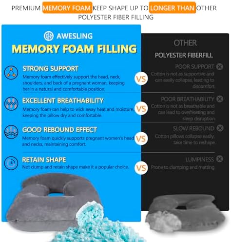 AS AWESLING Shredded Memory Foam U-Shaped Body Pillow with Velvet Cover