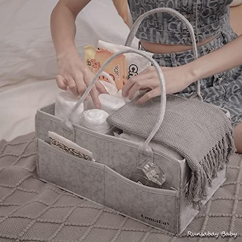 Runsabay Grey Large Diaper Caddy Organizer for Baby