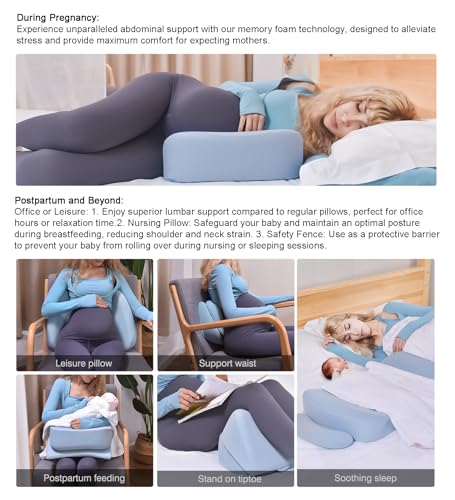 WEIKA Memory Foam Pregnancy Pillow - Blue