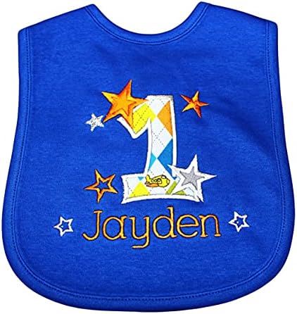 First Birthday Bib for Baby Boy with Personalized Name