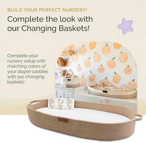 Yunioo BoHo Diaper Caddy Organizer with Tassel Brown