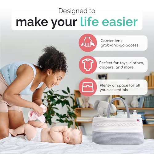 Babynma Rope Diaper Caddy - Gray Extra Large
