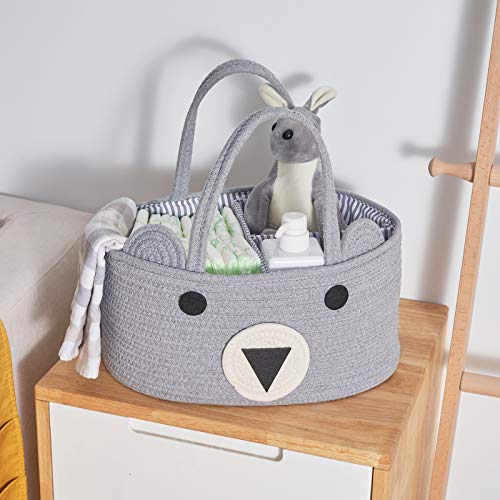 InfiBay Baby Diaper Caddy Organizer Large Bear Cotton Rope
