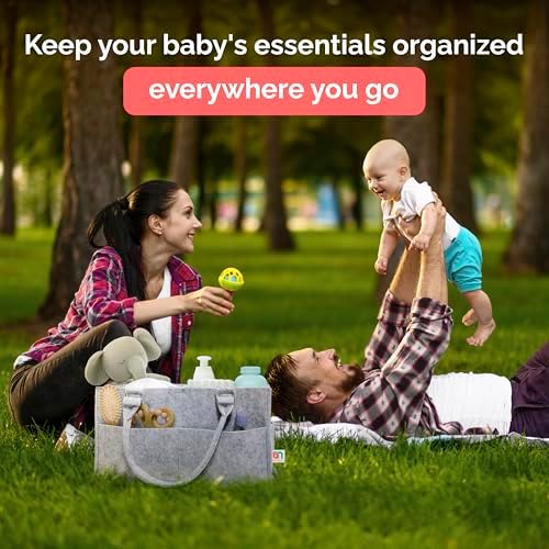 Babynma Felt Diaper Caddy - Extra Large Storage for Baby Toddler Supplies