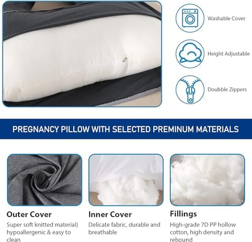 Cauzyart U-Shape Pregnancy Pillow with Washable Cover