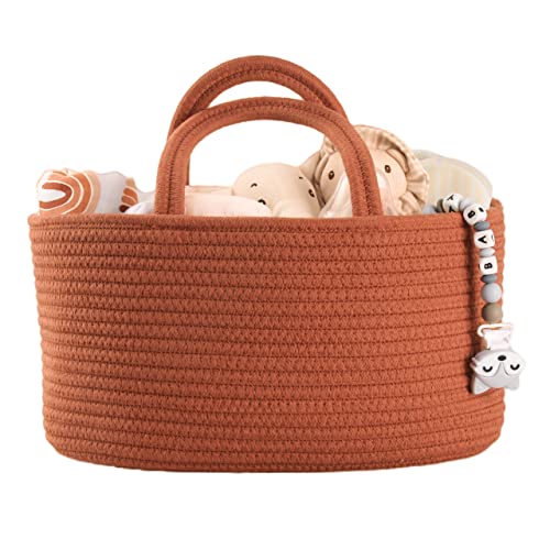 XUANGUO Rustic Cotton Rope Diaper Caddy Organizer