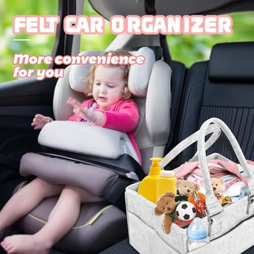 Baby Diaper Caddy with Handle and Side Pockets