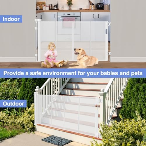Reinforced Retractable Baby Gate for Stairs 55 Inch