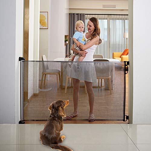 EasyBaby Extra Wide Retractable Baby Gate 33 Tall 71 Wide Grey