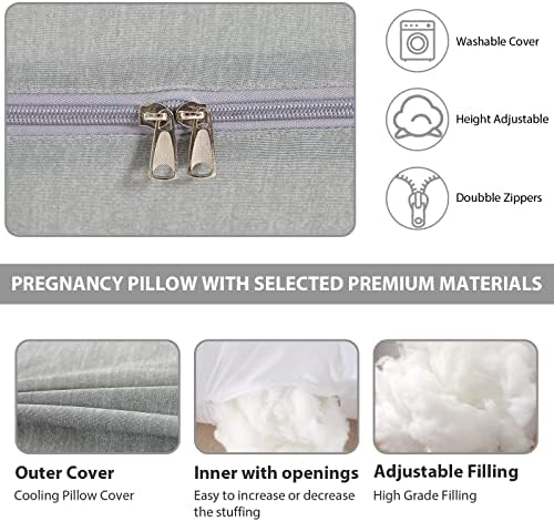 BATTOP Pregnancy Pillow with Cooling Cover