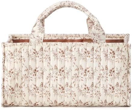 MOMIGO Floral Baby Diaper Caddy Organizer - Orange