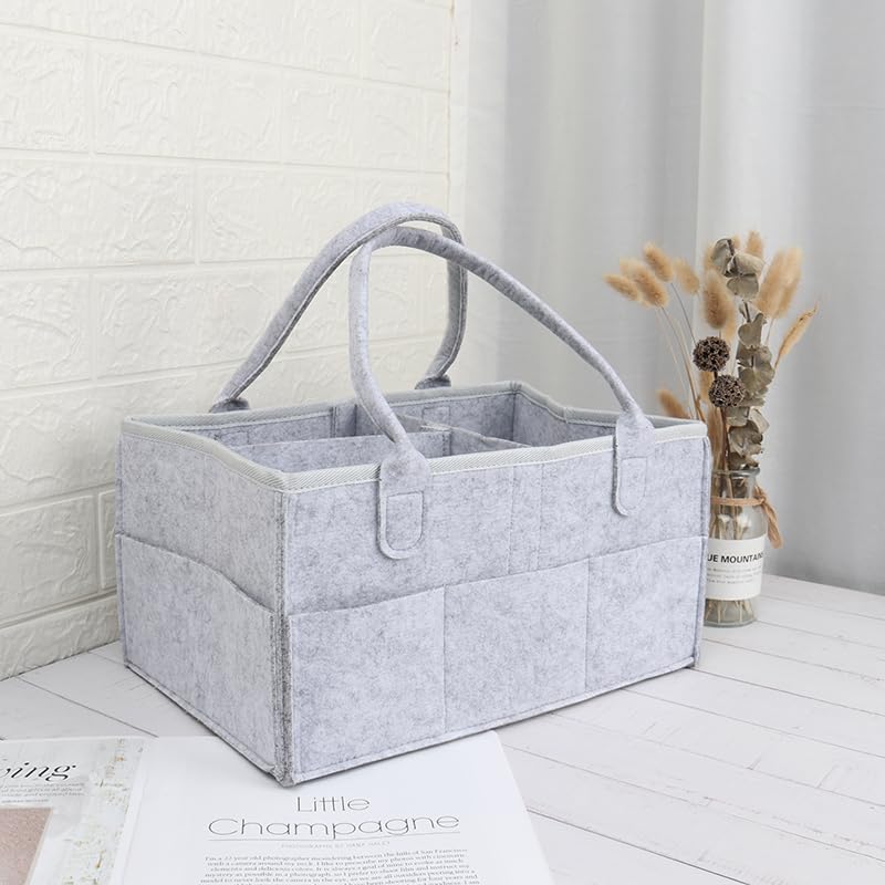 Baby Diaper Caddy - Nursery Storage Bin and Car Organizer Gray