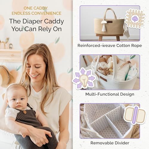Yunioo Diaper Caddy Organizer Cream